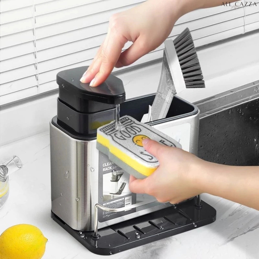PiaClean 3 em 1 - Porta Detergente Dispenser Sabão Multiuso Balcão Cozinha