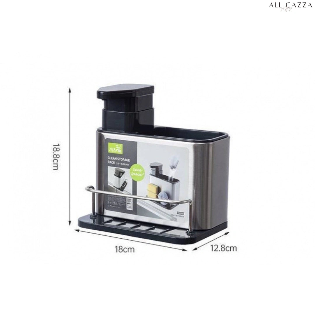PiaClean 3 em 1 - Porta Detergente Dispenser Sabão Multiuso Balcão Cozinha